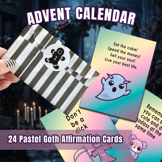 Affirmation Advent Calendar - Sassy Pastel Goth Edition - 24 Cards