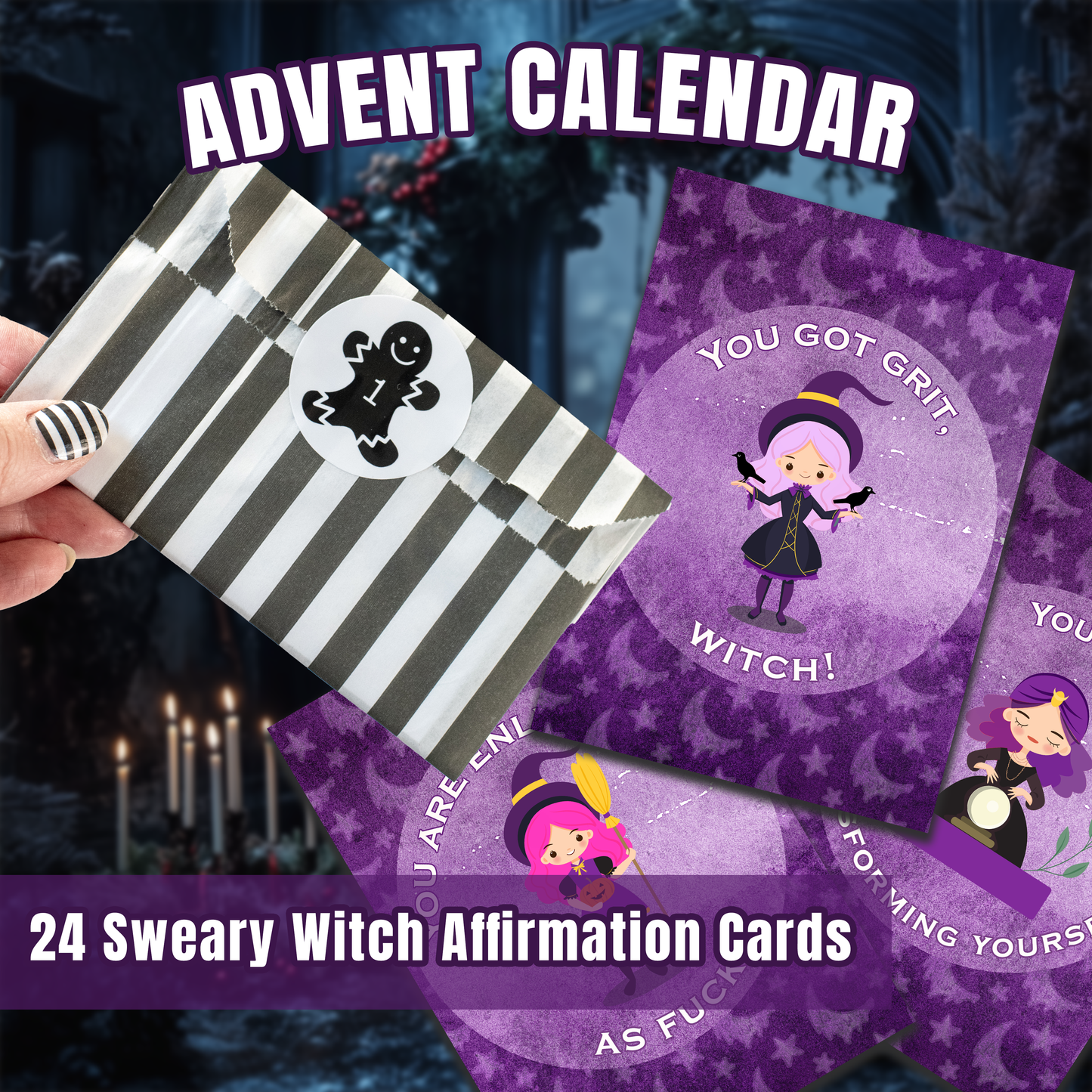 Affirmation Advent Calendar - Sweary Witch Edition - 24 Cards