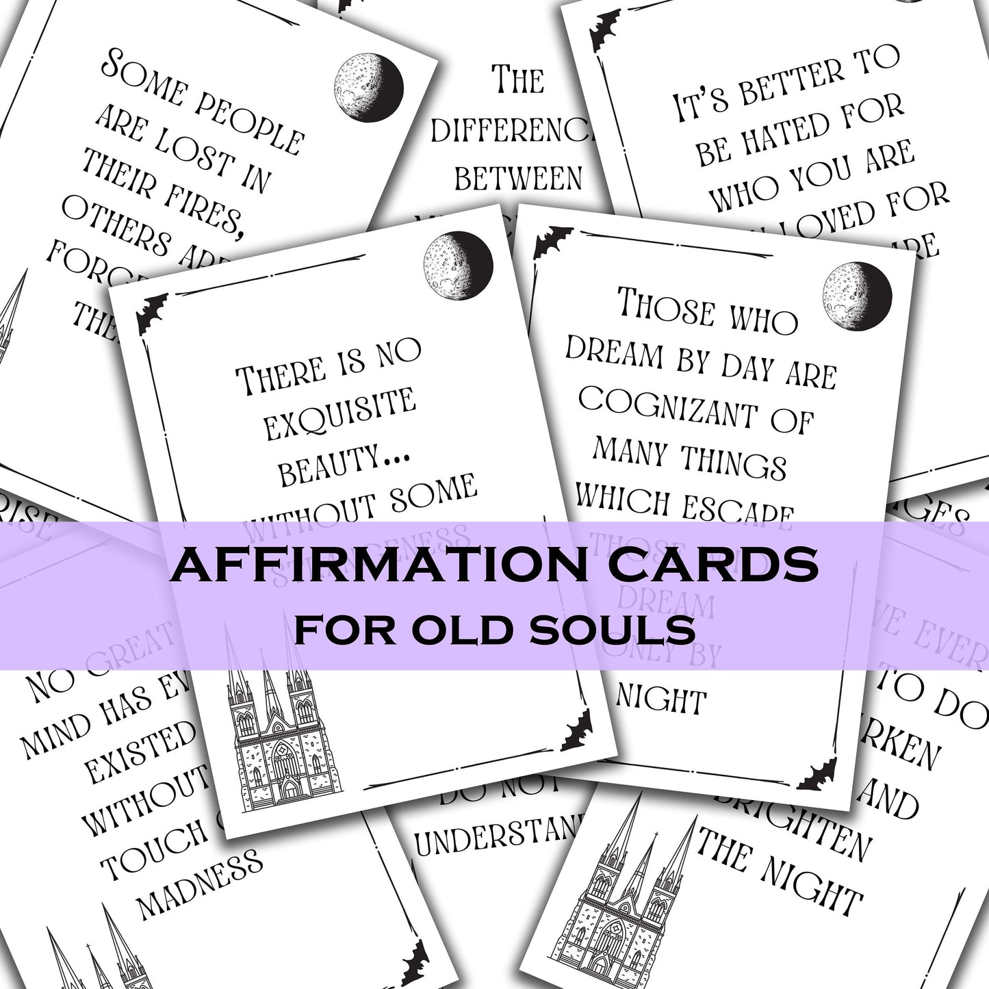 The Sweary Affirmation Shop - DIGITAL DOWNLOAD Gothic Affirmation Deck | Encouragement Cards for Old Souls