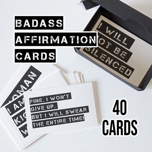 The Sweary Affirmation Shop - Sweary Affirmation Deck | Badass Encouragement Cards | 40 Motivational Cards